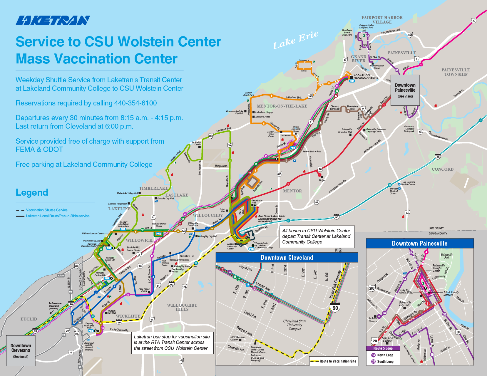 laketran vaccination shuttle map